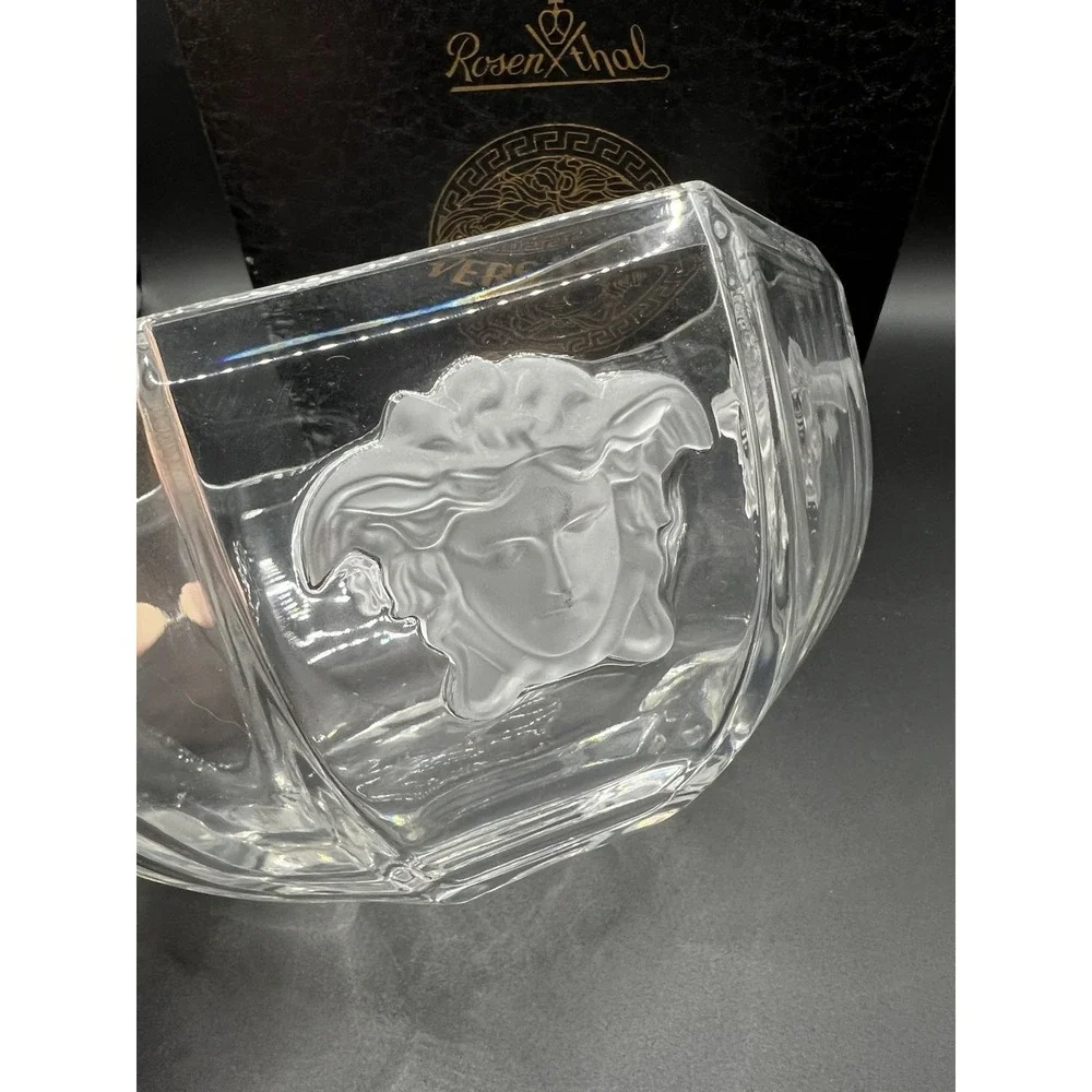 Stunning Rosenthal VERSACE Medusa Lumiere Round Crystal Bowl 7
